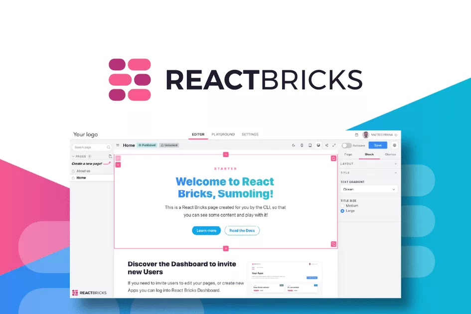 React Bricks 是一个内容管理系统，可让开发人员创建一个可视化的站点构建器，内容编辑器可以无代码使用。